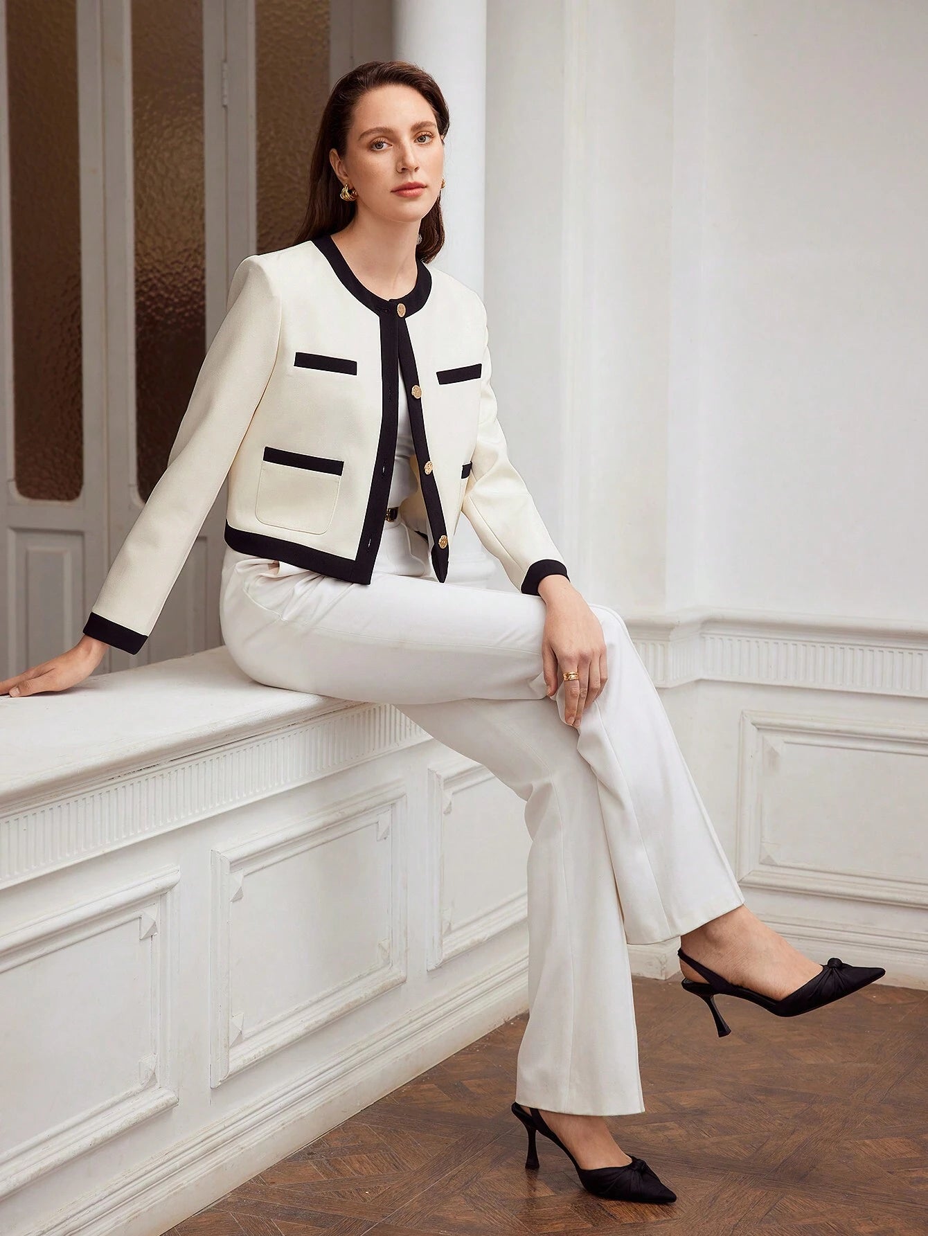 MOTF PREMIUM CONTRAST TRIM PATCH POCKET JACKET