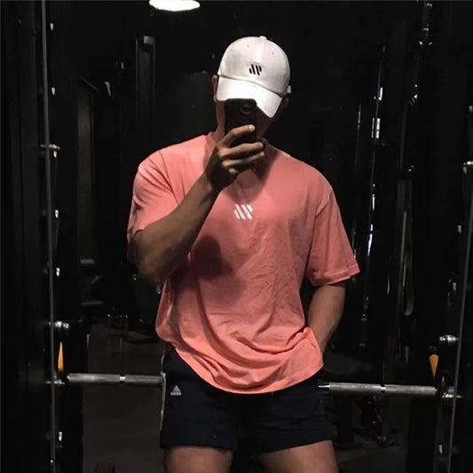 Men Short Sleeve Cotton T-Shirt Men Sports T Shirt Fitness Bodybuilding Loose Running T Shirt Male Training Brand Men Clothing