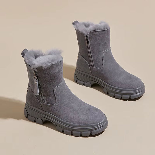 New 2025 Women Winter Boots Thicken Fur Snow Boots Women'S Leather Shoes Soft High Top Winter Shoes Ladies Non-Slip Boots