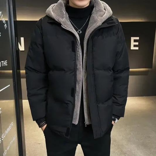 Plus Size 8XL Winter Hooded Warm Men Parkas Quality Outdoor Windproof Male Cotton Clothing Zipper Solid Color Jacket for Men