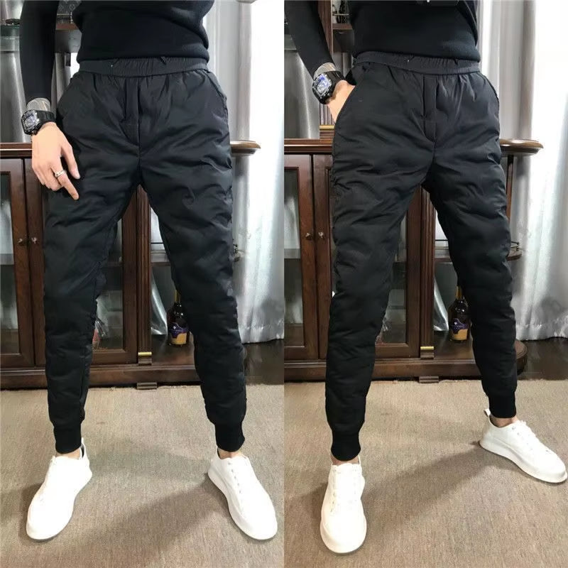 2022 New Men Shiny Winter down Pant Thick Warm Sweatpants Casual Trousers Slim Outdoor Windproof Waterproof Cotton Pants
