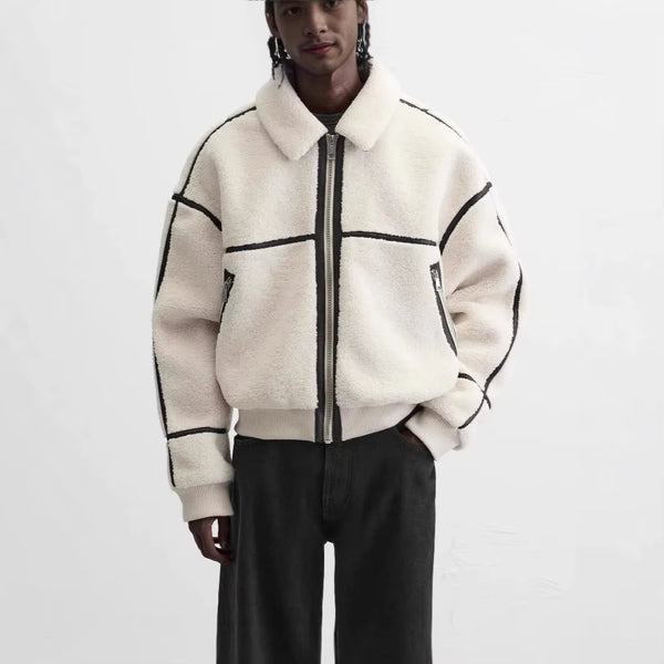 Winter Lapel Fleece Lamb Wool Jacket Men