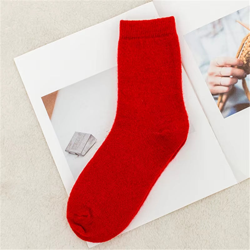 Pure Color Warm Winter Socks Angora Rabbit Hair Female Thickening Wool Socks Cotton Socks Rabbit Wool Socks Winter