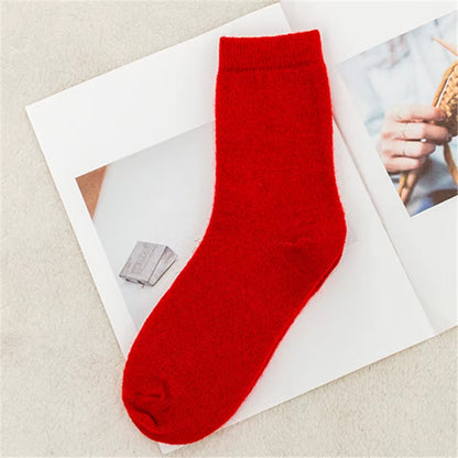 Pure Color Warm Winter Socks Angora Rabbit Hair Female Thickening Wool Socks Cotton Socks Rabbit Wool Socks Winter