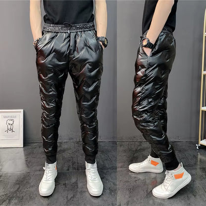2022 New Men Shiny Winter down Pant Thick Warm Sweatpants Casual Trousers Slim Outdoor Windproof Waterproof Cotton Pants