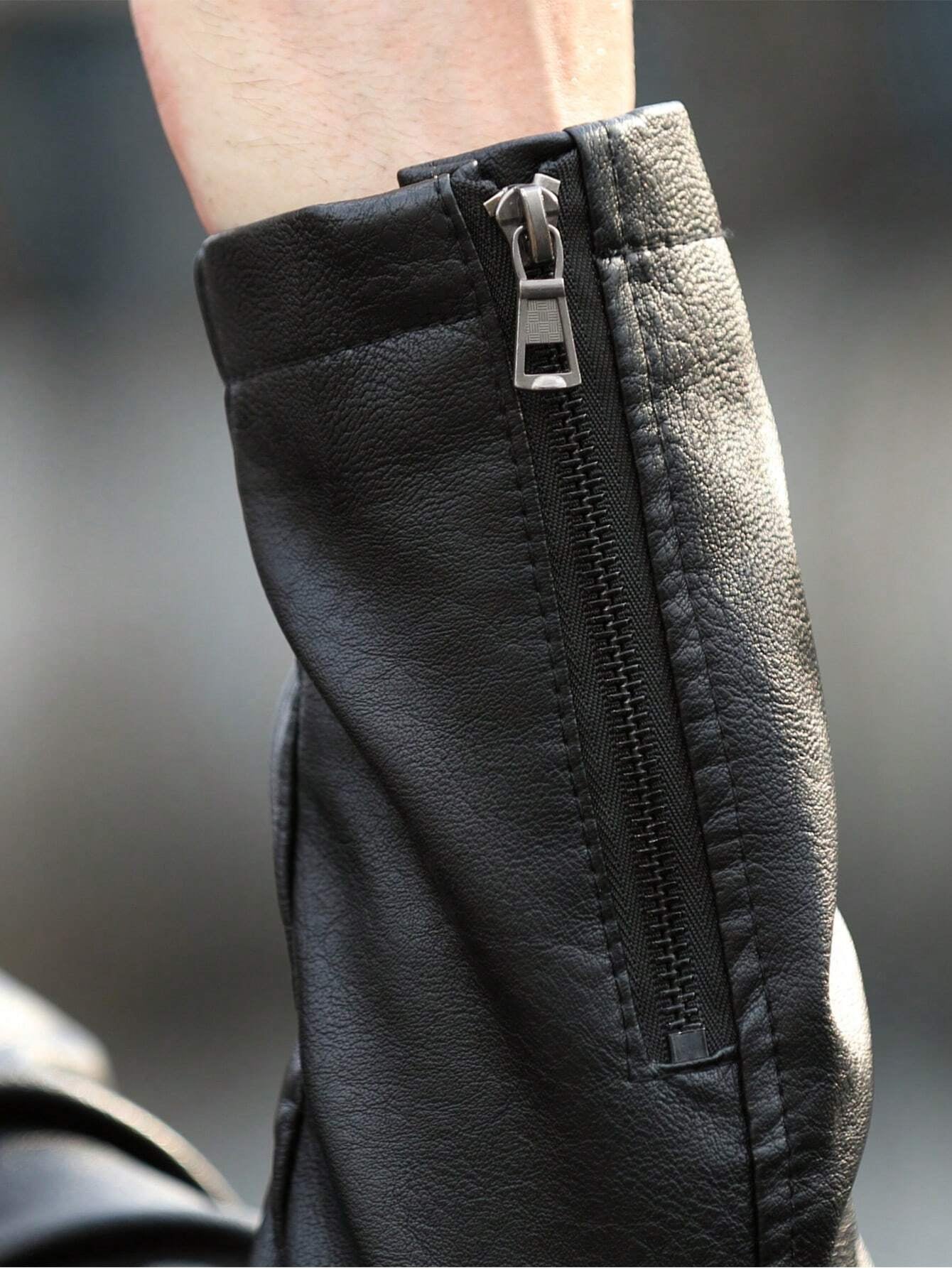 Men'S Long Sleeve Fashion Leather Rave Jacket, for Fall Winter, Grunge