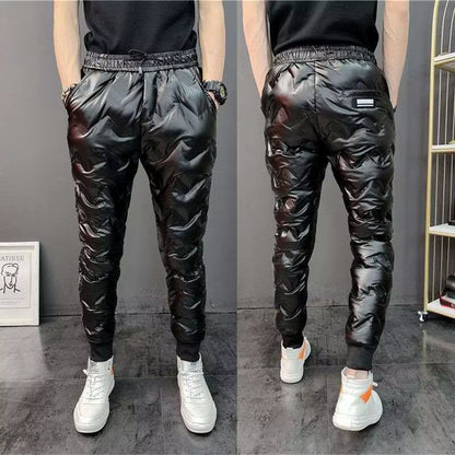 2022 New Men Shiny Winter down Pant Thick Warm Sweatpants Casual Trousers Slim Outdoor Windproof Waterproof Cotton Pants