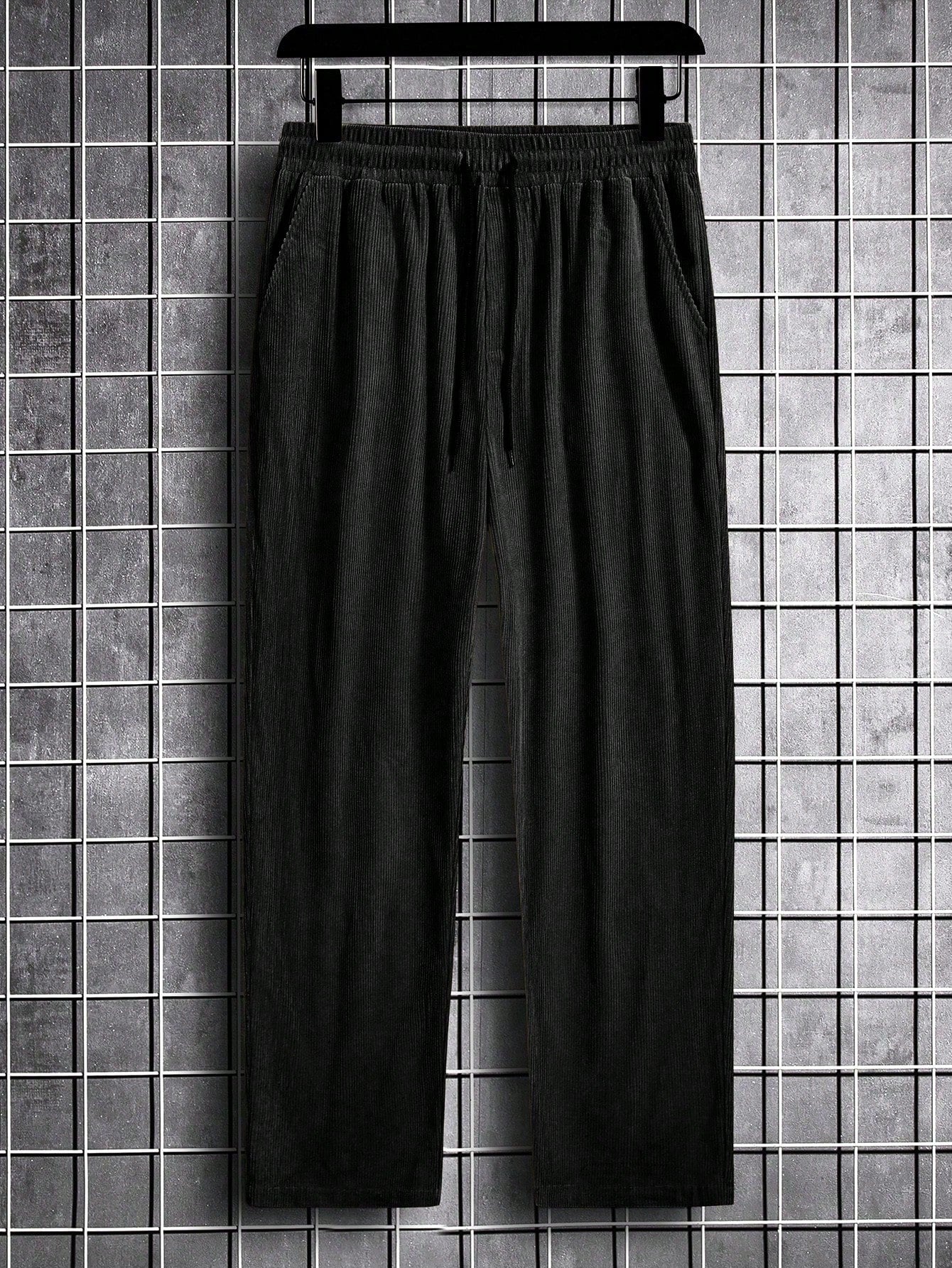 Manfinity Ezcore Loose-Fit Men'S Corduroy Pants, Black Baggy Pants Men, Corduroy Pants Men, Men'S Baggy, Korean Pants Men, for Fall Winter