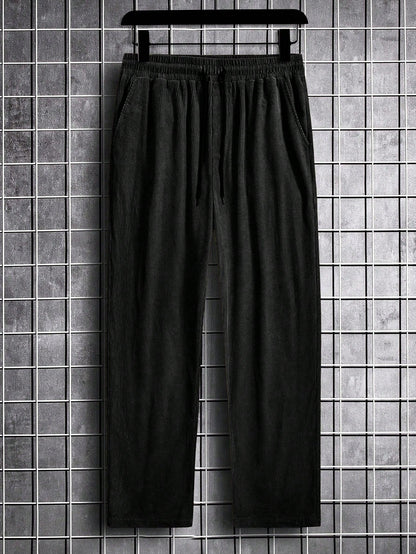 Manfinity Ezcore Loose-Fit Men'S Corduroy Pants, Black Baggy Pants Men, Corduroy Pants Men, Men'S Baggy, Korean Pants Men, for Fall Winter