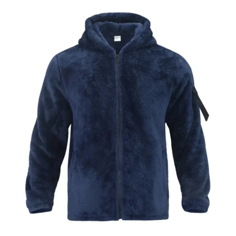 Jacket Men'S Winter Jacket Fall Winter Double-Sided Fleece Warm Jacket Loose Hooded Casual Jacket Comfortable Fabric