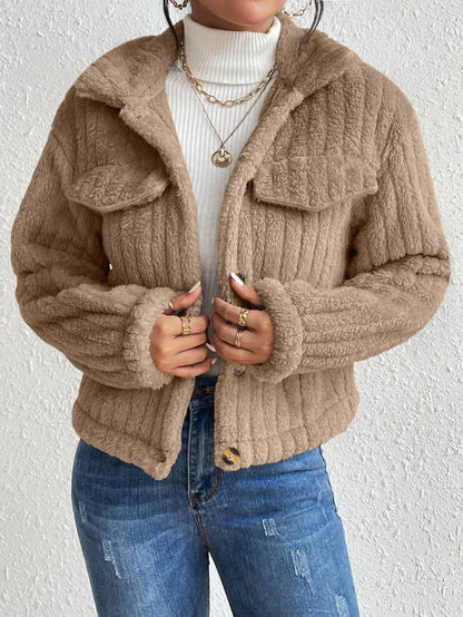 EMERY ROSE Flap Detail Flannel Jacket Fall Winter Cloth for Women