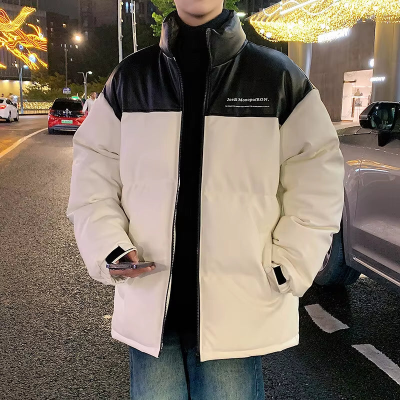 Men Streetwear Hip Hop Blue Winter Bubble Jackets Coat 2026 Mens Harajuku Warm Parka Male Korean Fashions Puffer Jacket