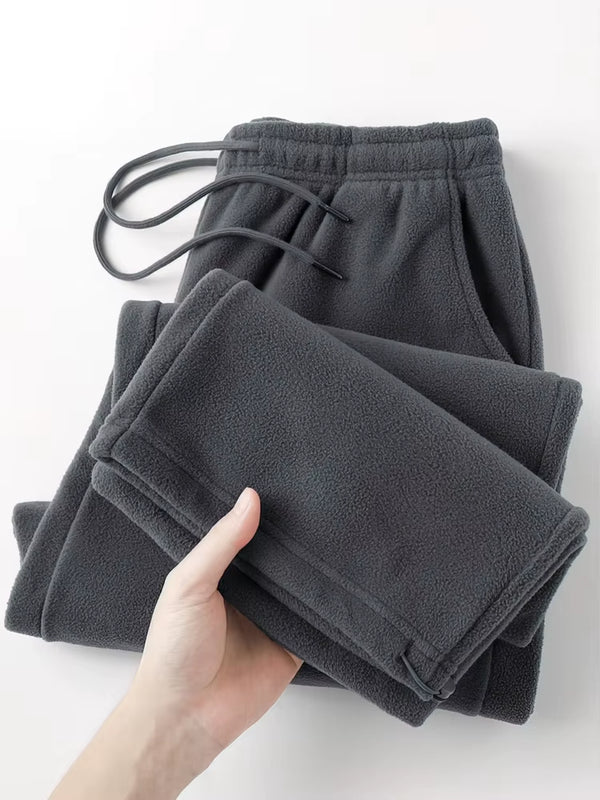 Vintage Thick Winter Casual Fleece Pants Men Wide Leg Baggy Warm Sweatpants Male Drawing Jogger Pants Falls Trousers