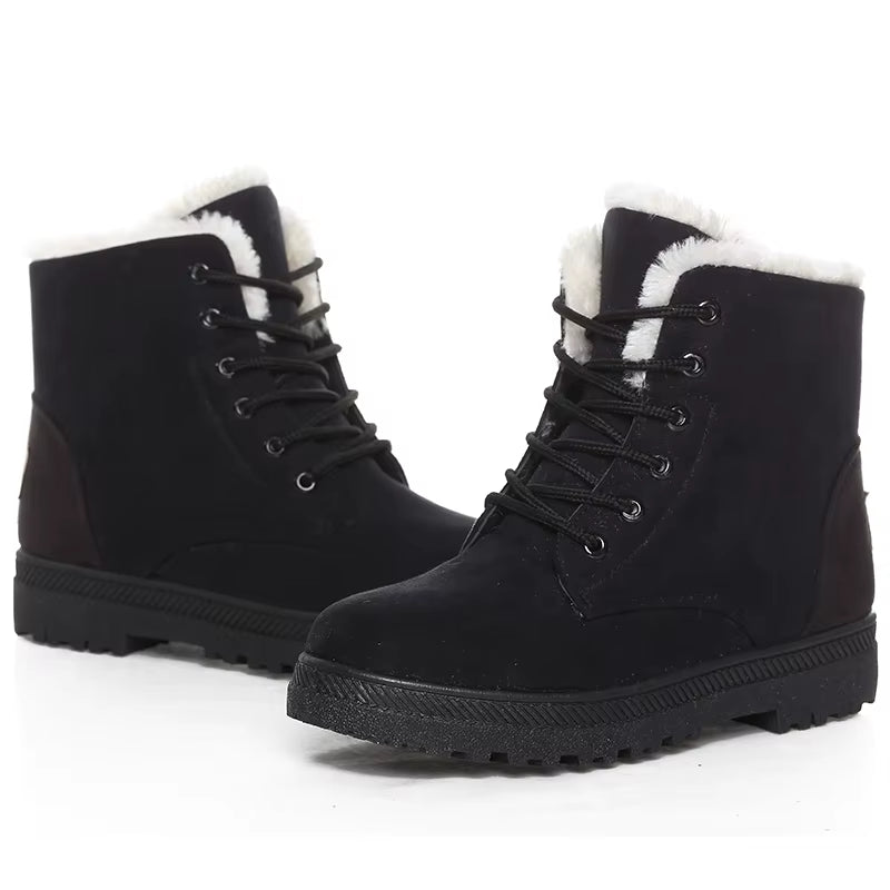 Women Boots Warm Fur Ankle Boots for Women Winter Boots Black Heels Snow Botas Mujer Elegant Woman Heeled Shoes Winter Shoes