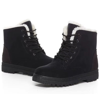 Women Boots Warm Fur Ankle Boots for Women Winter Boots Black Heels Snow Botas Mujer Elegant Woman Heeled Shoes Winter Shoes