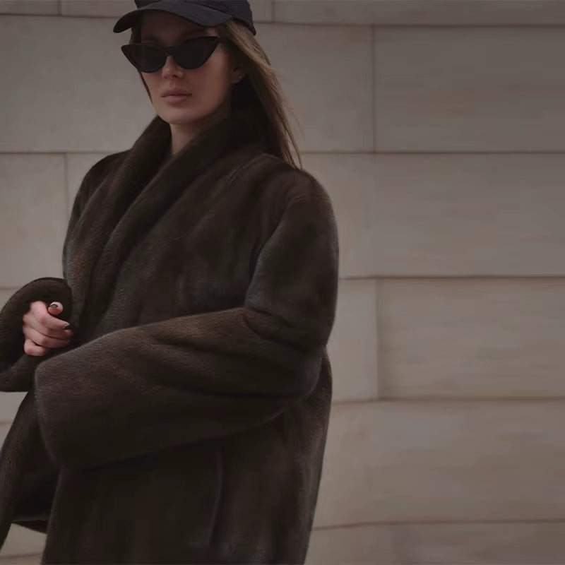 Leopard Print Faux Fur Jacket for Women Winter Thermal Outerwear Chic Long Sleeve Loose Warm Coat 2025 Lady Trendy Urban Outfit