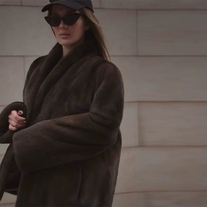 Leopard Print Faux Fur Jacket for Women Winter Thermal Outerwear Chic Long Sleeve Loose Warm Coat 2025 Lady Trendy Urban Outfit