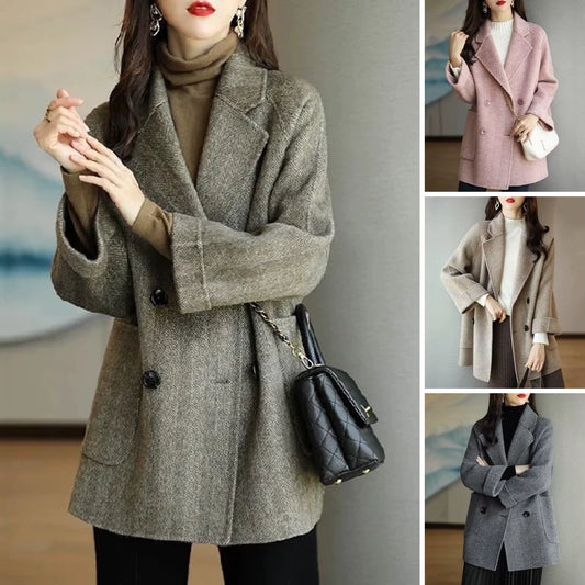 HOT!! Autumn Winter Women Coat Slim Fits Cardigan Warm Thicken Woolen Coat Woolen Jacket Women Mid Length Coat Overcoat