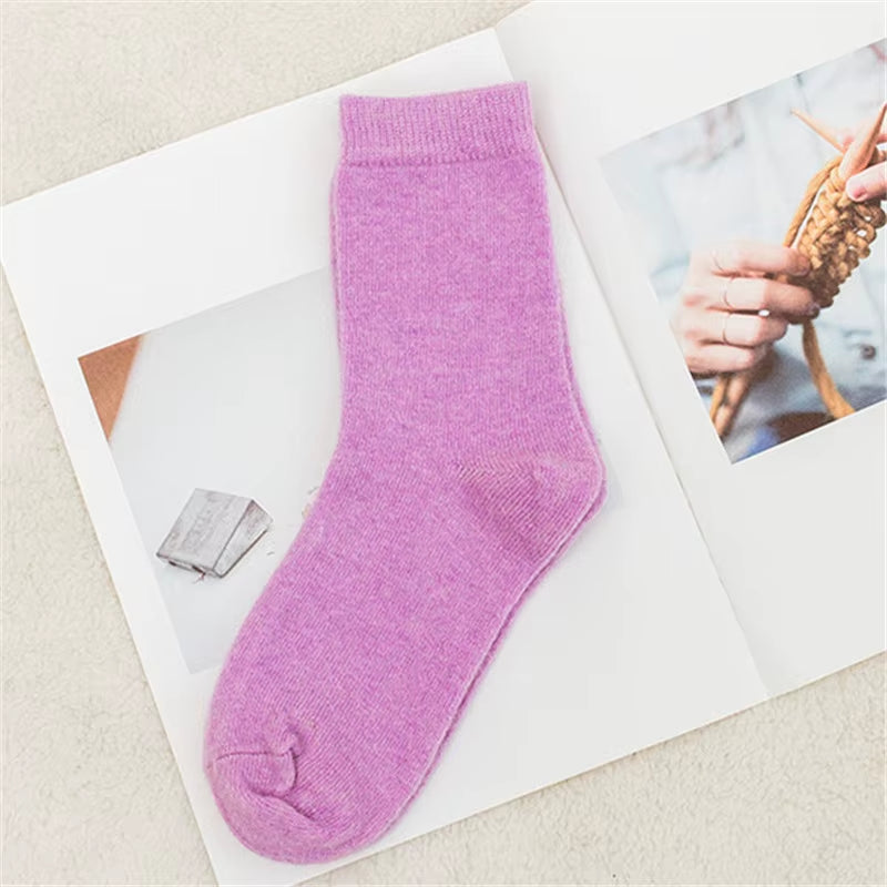 Pure Color Warm Winter Socks Angora Rabbit Hair Female Thickening Wool Socks Cotton Socks Rabbit Wool Socks Winter