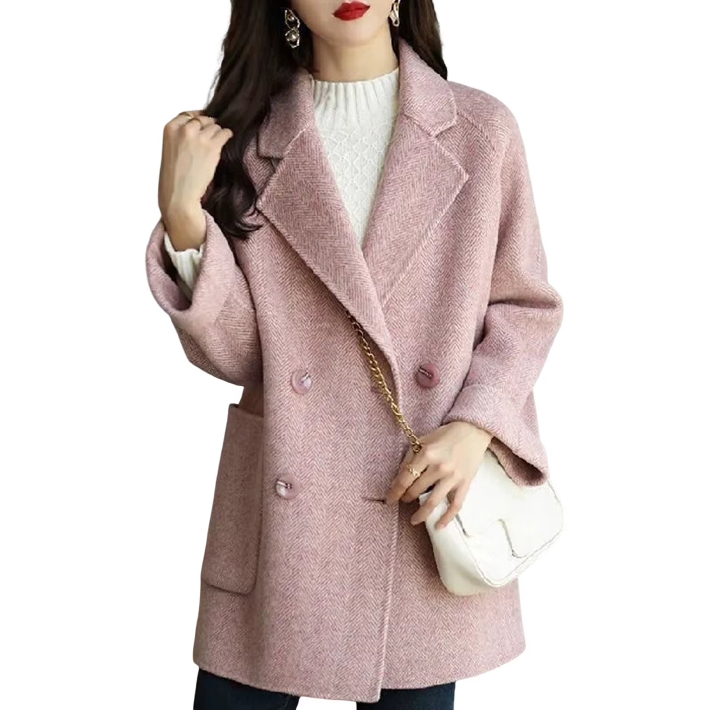 HOT!! Autumn Winter Women Coat Slim Fits Cardigan Warm Thicken Woolen Coat Woolen Jacket Women Mid Length Coat Overcoat