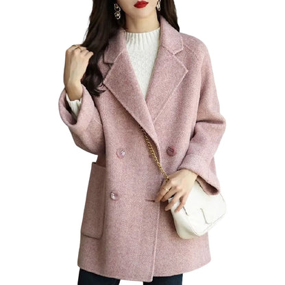 HOT!! Autumn Winter Women Coat Slim Fits Cardigan Warm Thicken Woolen Coat Woolen Jacket Women Mid Length Coat Overcoat