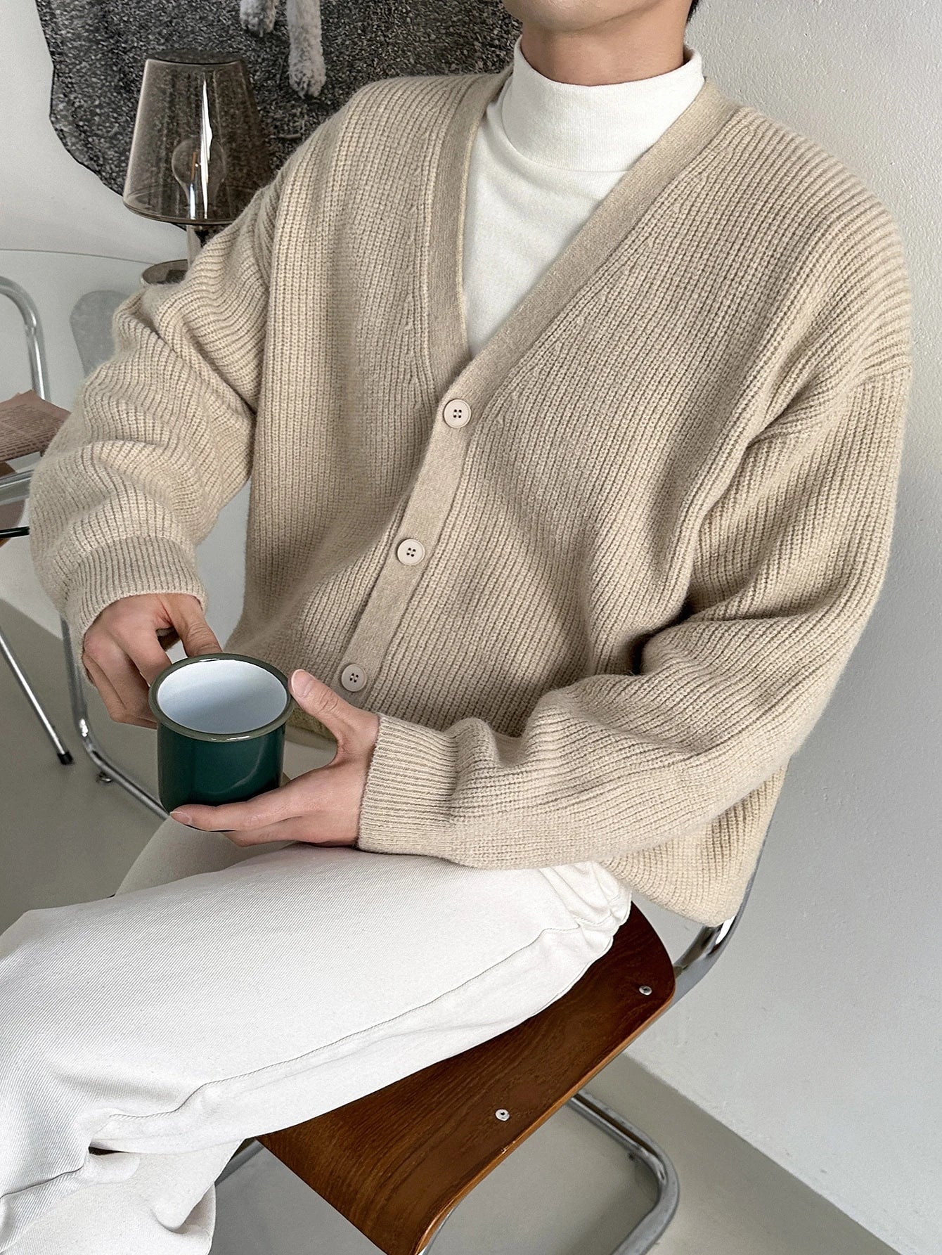 DAZY Men Drop Shoulder Cardigan Jacket Fall,Winter