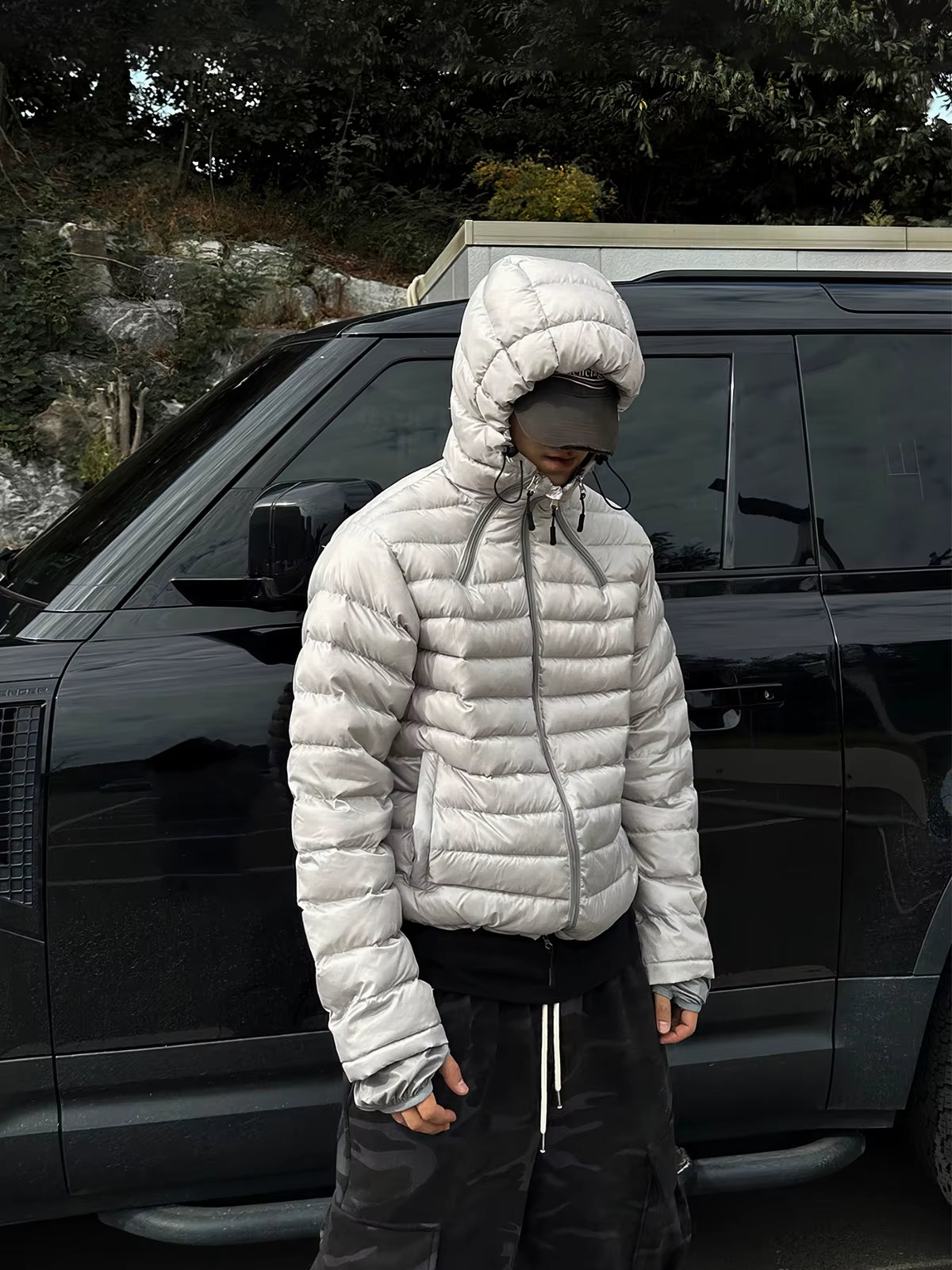 Chic Ey Hooded Cotton Jaet Men'S Winter Warm Casual Sle Bread Coat Thiened Youth Faion Korean Version Zipper Closure