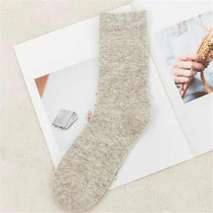 Pure Color Warm Winter Socks Angora Rabbit Hair Female Thickening Wool Socks Cotton Socks Rabbit Wool Socks Winter