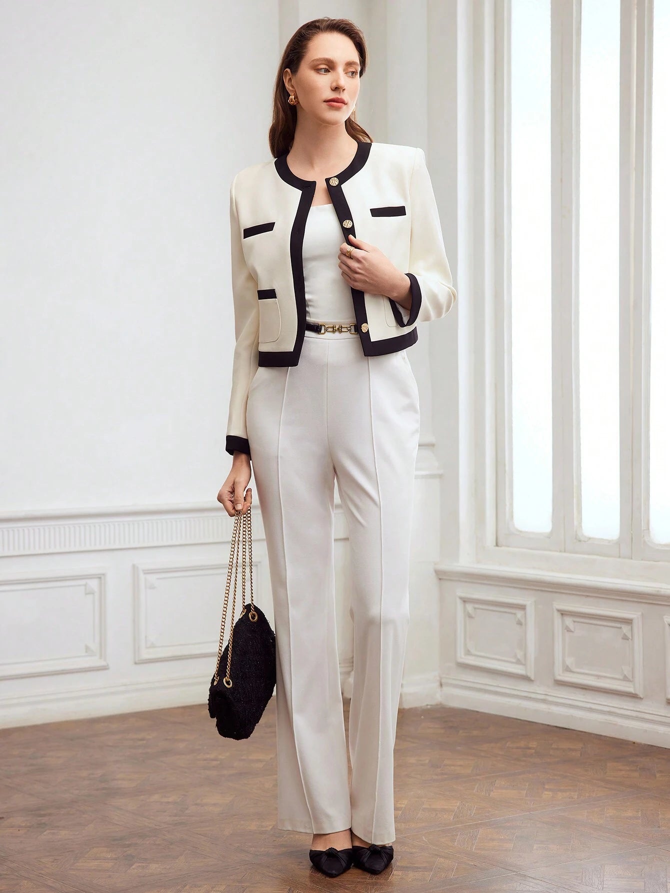 MOTF PREMIUM CONTRAST TRIM PATCH POCKET JACKET