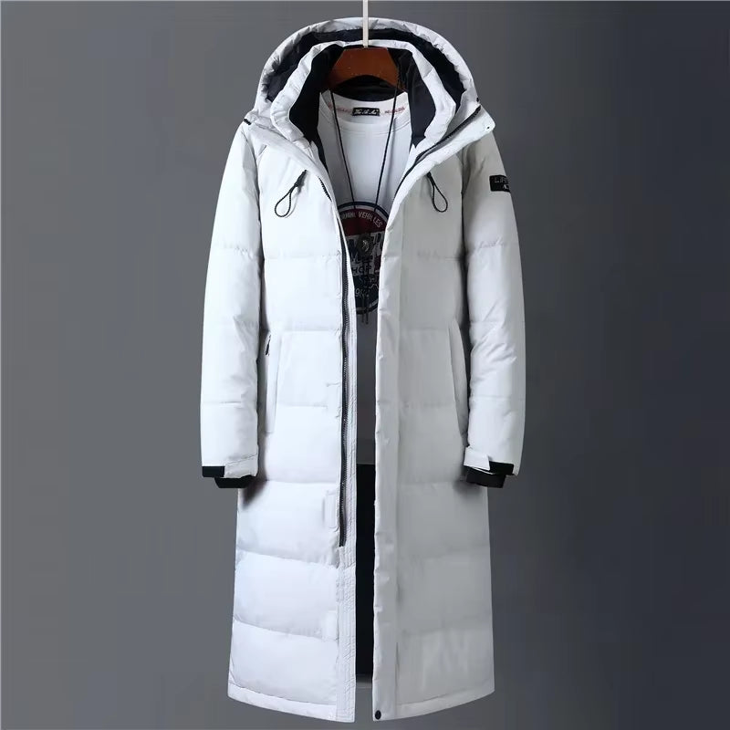 Winter 90% White Duck down Jacket Men Hooded Fashion High Quality Winter Coat Men Long Thicken Warm down Coat Black Parkas