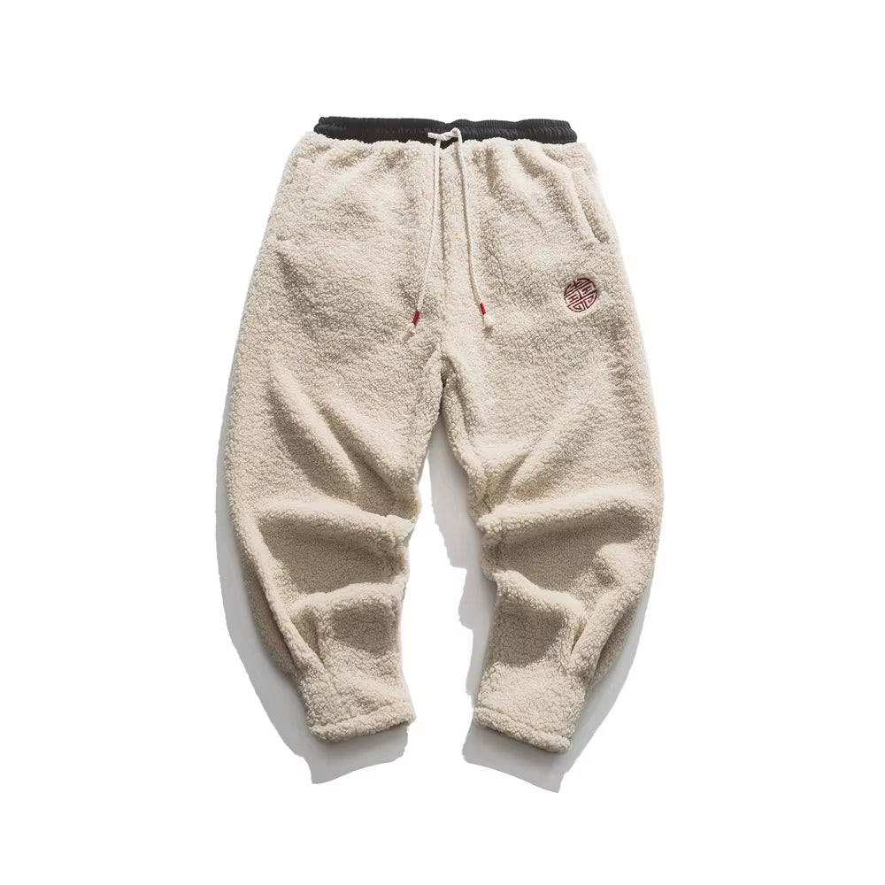 Autumn Winter Fashion Fleece Thick Casual Harem Pants plus Size Jogging Pants Harajuku Embroidery Trousers Men Clothing Joggers