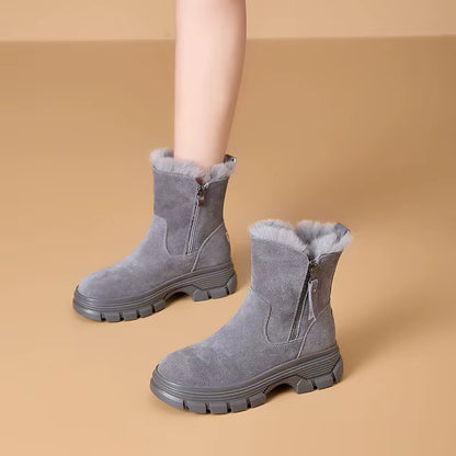 New 2025 Women Winter Boots Thicken Fur Snow Boots Women'S Leather Shoes Soft High Top Winter Shoes Ladies Non-Slip Boots