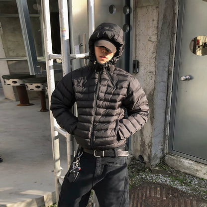 Chic Ey Hooded Cotton Jaet Men'S Winter Warm Casual Sle Bread Coat Thiened Youth Faion Korean Version Zipper Closure