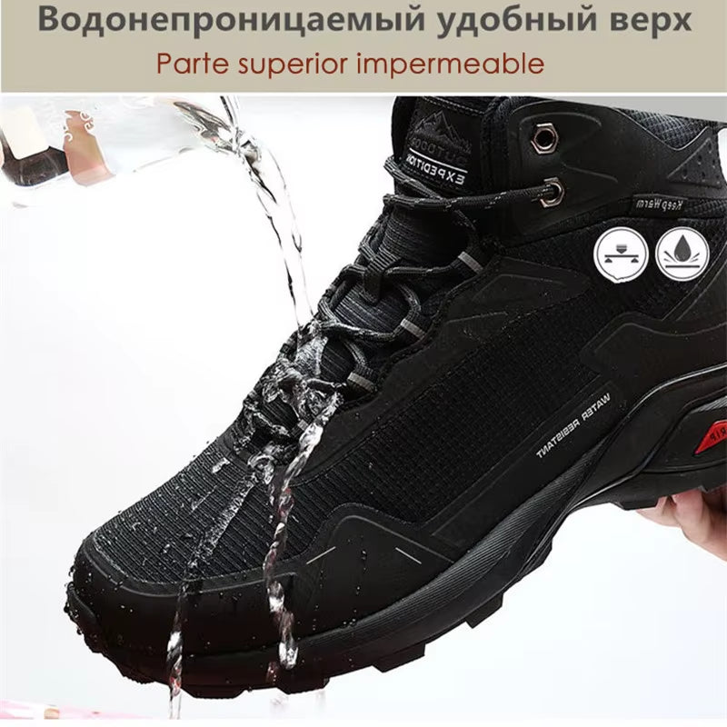 Men Winter Boots Snow Hiking Sneakers Water Resistant Mid Ankle Work Casual Hiker Trekking Outdoor anti Slip Waterproof Shoes