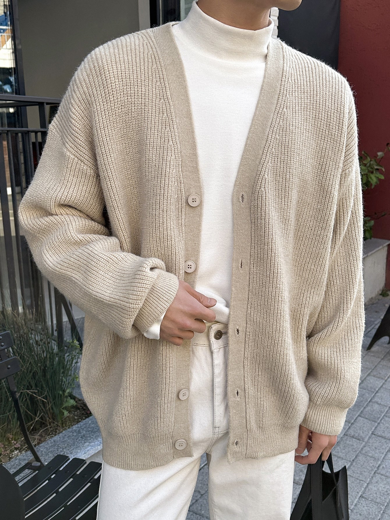 DAZY Men Drop Shoulder Cardigan Jacket Fall,Winter