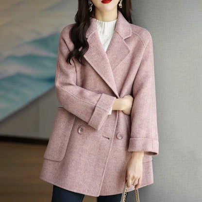 HOT!! Autumn Winter Women Coat Slim Fits Cardigan Warm Thicken Woolen Coat Woolen Jacket Women Mid Length Coat Overcoat