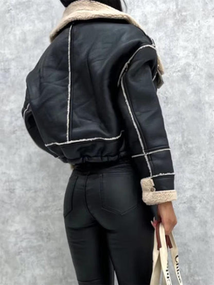 2024 Fashion Women Jackets Autumn Winter Coats Gothic Grunge Long Sleeve Zipper Crop Tops Outerwear Female Windbreaker Harajuku