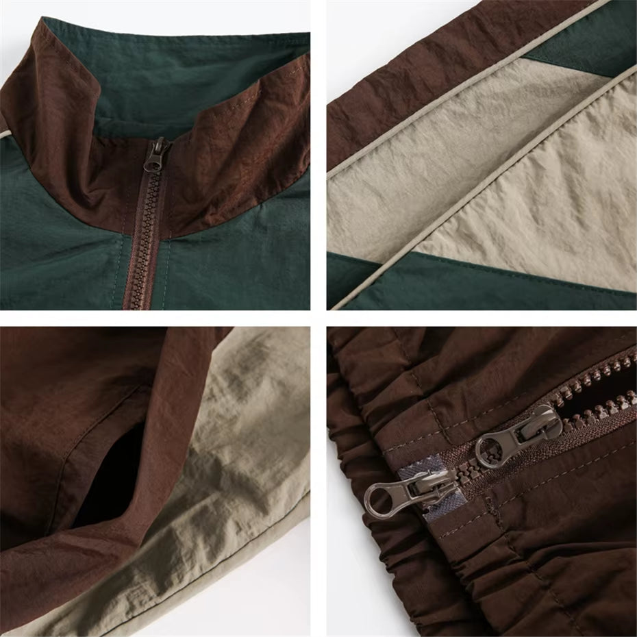 Vintage Patchwork Jackets Windbreaker Men Harajuku Casual Outdoor Jacket Mens Clothing Streetwear Hip Hop Spring New Jackets