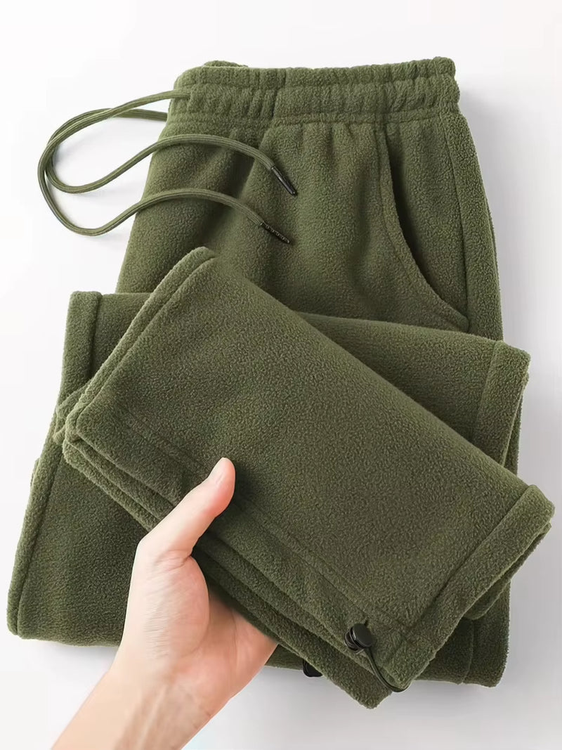 Vintage Thick Winter Casual Fleece Pants Men Wide Leg Baggy Warm Sweatpants Male Drawing Jogger Pants Falls Trousers