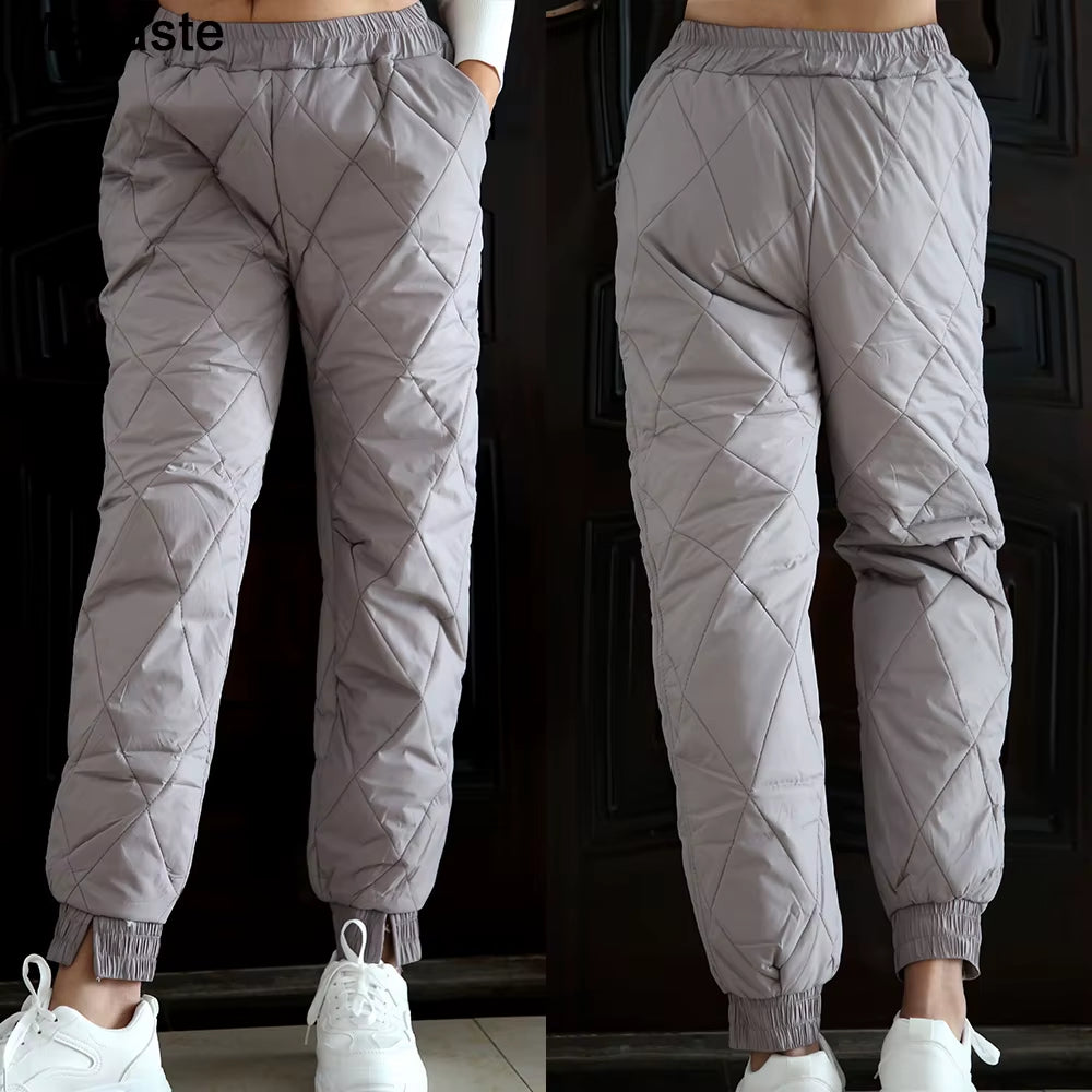 Soft down Pants Women Warm Winter Wear Thick Female High Waist Clothes Casual Pant Windproof Outdoor Sports Ladies Trousers