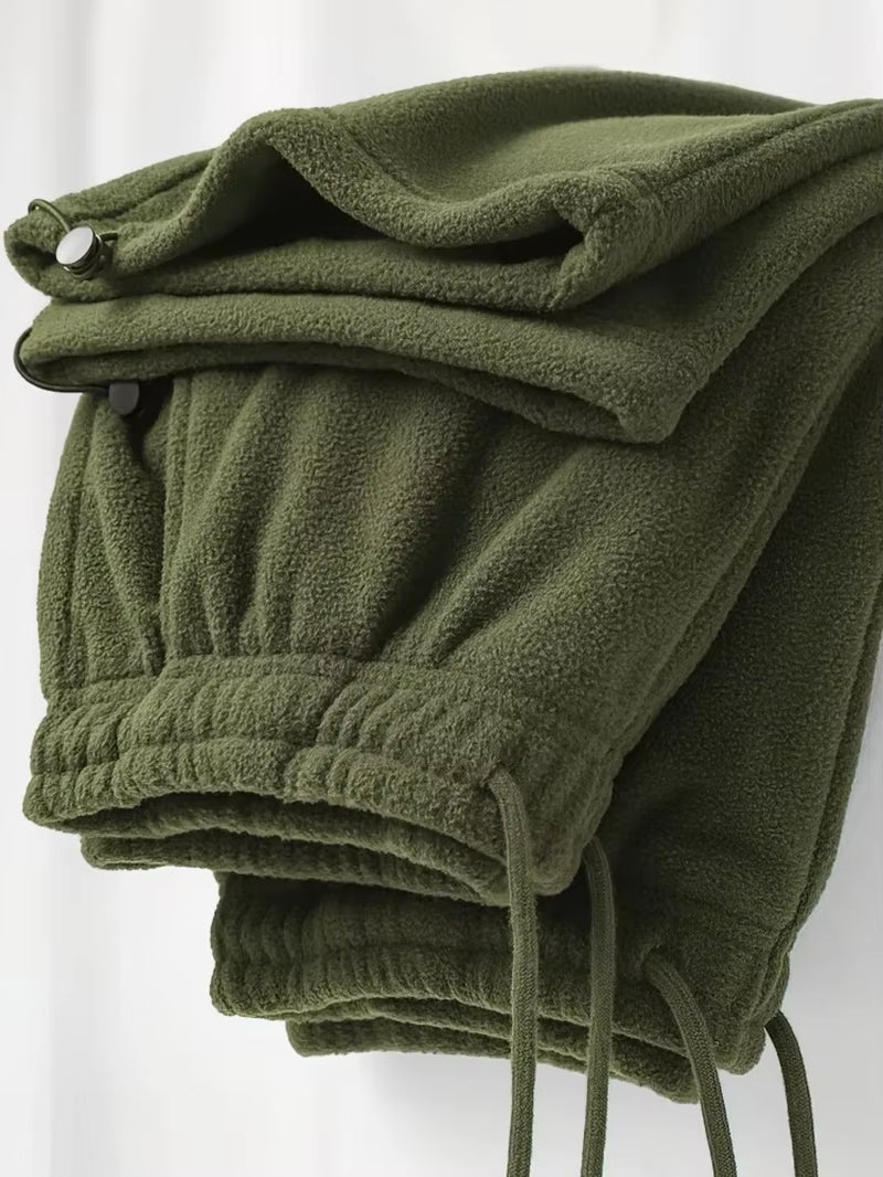 Vintage Thick Winter Casual Fleece Pants Men Wide Leg Baggy Warm Sweatpants Male Drawing Jogger Pants Falls Trousers