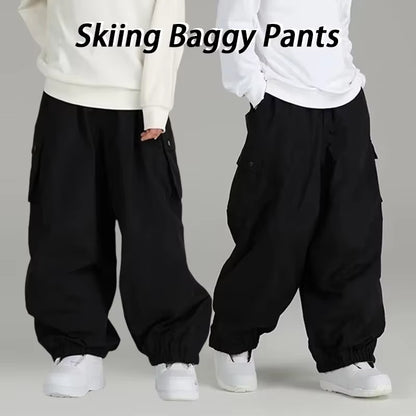 Men Skiing Baggy Pants Warm Casual Loose Skying Ski Sports Trousers Winter Outdoor Waterproof Snow Snowboard Pants Ski Clothes