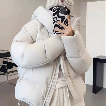 Hooded Casual Short Cotton Jacket for Women in Winter, Small Stature, Thick and Fashionable Temperament, Warm down Jacket