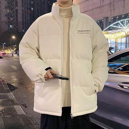 Men Streetwear Hip Hop Blue Winter Bubble Jackets Coat 2026 Mens Harajuku Warm Parka Male Korean Fashions Puffer Jacket