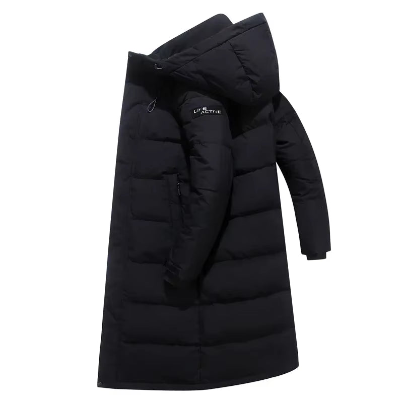Winter 90% White Duck down Jacket Men Hooded Fashion High Quality Winter Coat Men Long Thicken Warm down Coat Black Parkas