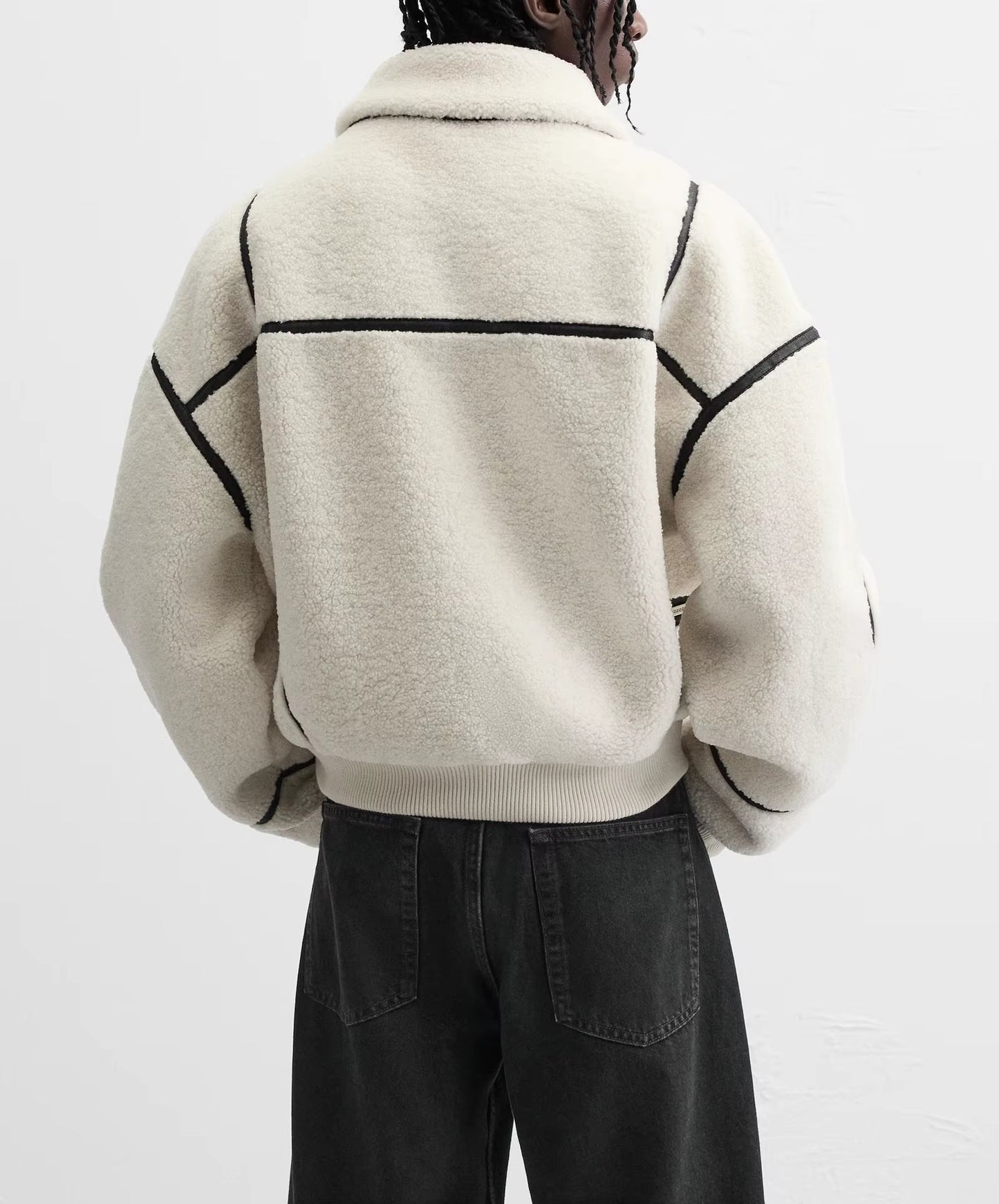 Winter Lapel Fleece Lamb Wool Jacket Men