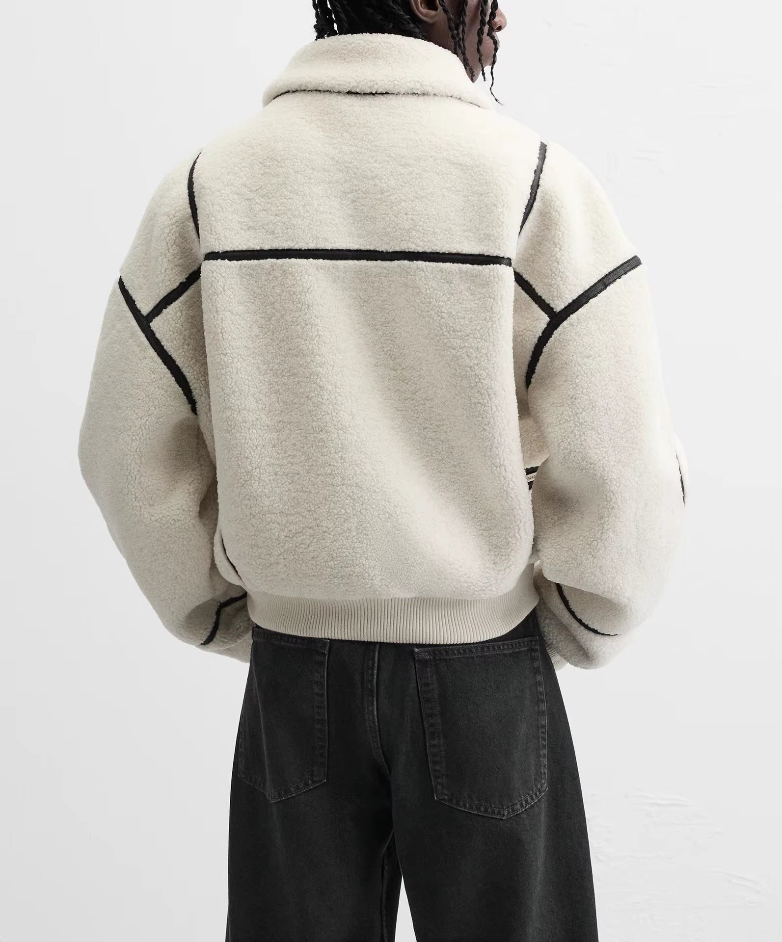 Winter Lapel Fleece Lamb Wool Jacket Men