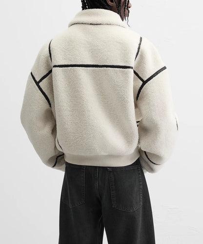 Winter Lapel Fleece Lamb Wool Jacket Men