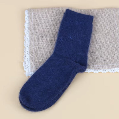 Pure Color Warm Winter Socks Angora Rabbit Hair Female Thickening Wool Socks Cotton Socks Rabbit Wool Socks Winter