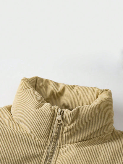 Manfinity Homme Men'S Solid Color Minimalist Everyday Long Sleeve Stand Collar Padded Coat Men Jacket Winter Jackets for Men Winter Clothes Cropped Men Jacket Mens Outerwear Streetwear Jacket Bubble Coat Men